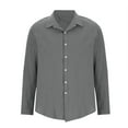 thumbnail image 3 of Mens Cotton Linen Dressy Blouses, Long Sleeve Shirts for Men Fall Lightweight Casual Loose Fit Solid Color Lapel Button Down T-Shirts M-3XL, 3 of 5
