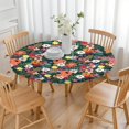 thumbnail image 3 of Pioneer Flower Floral Print Pattern Round Fitted Tablecloth with Elastic Edge,Dining Table Cover Waterproof,Outdoor Round Tablecloth for Camping,Dining,Indoor and Outdoor, 3 of 7