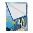 thumbnail image 2 of Fish Soft Flannel Fleece Throw Blanket, Water Life Different Kind of Fishes Coral Reefs and Sponges Kids Nursery Theme, Cozy Plush for Indoor and Outdoor Use, 70" x 90", Multicolor, by Ambesonne, 2 of 5