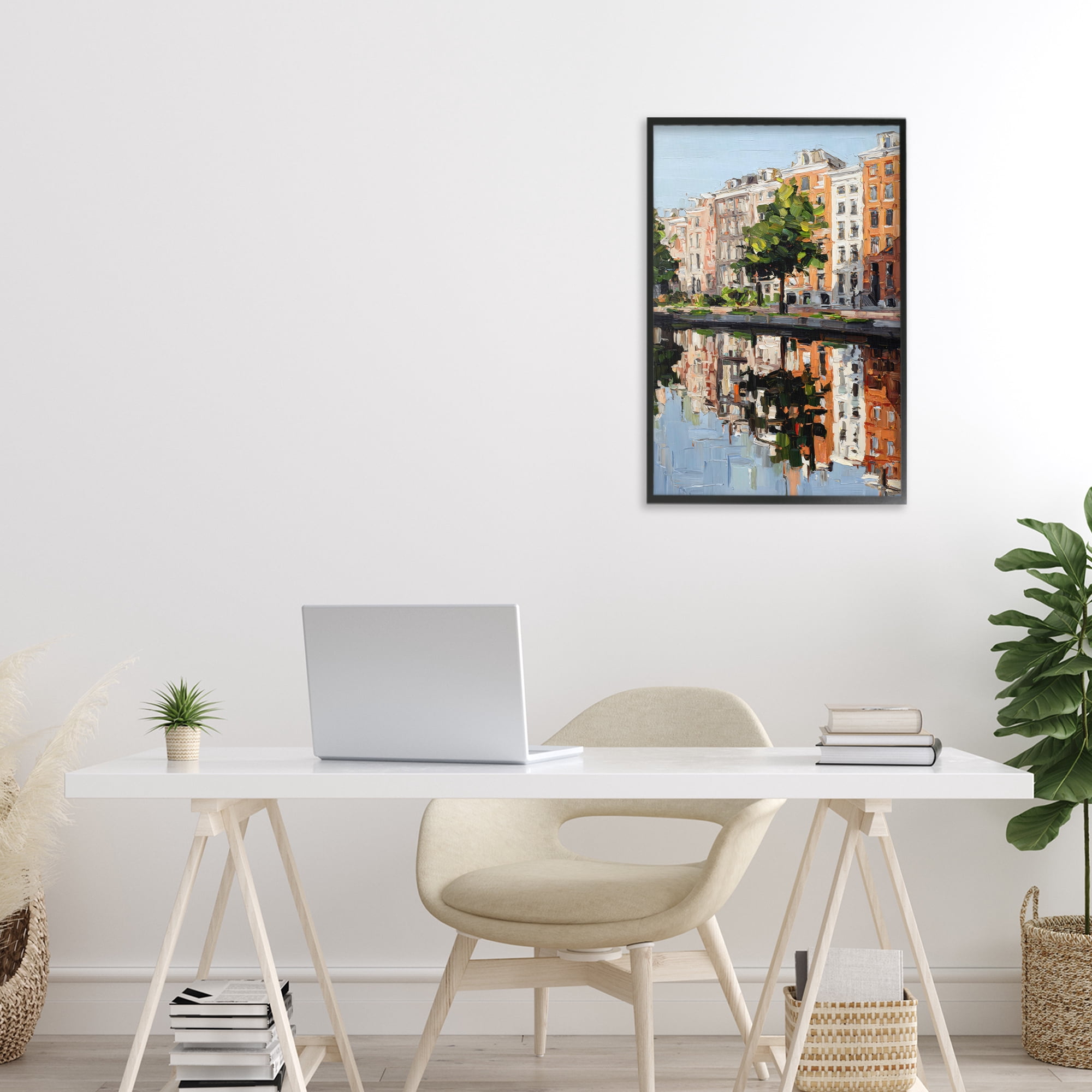 Stupell Industries Waterside Apartments on Canal Black Framed Giclee Art, design by Petal Prints Design