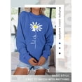 thumbnail image 4 of Xuanfei Women Let It Be Daisy Graphic Print Round Neck Long Sleeve Sweatshirt Top, 4 of 6