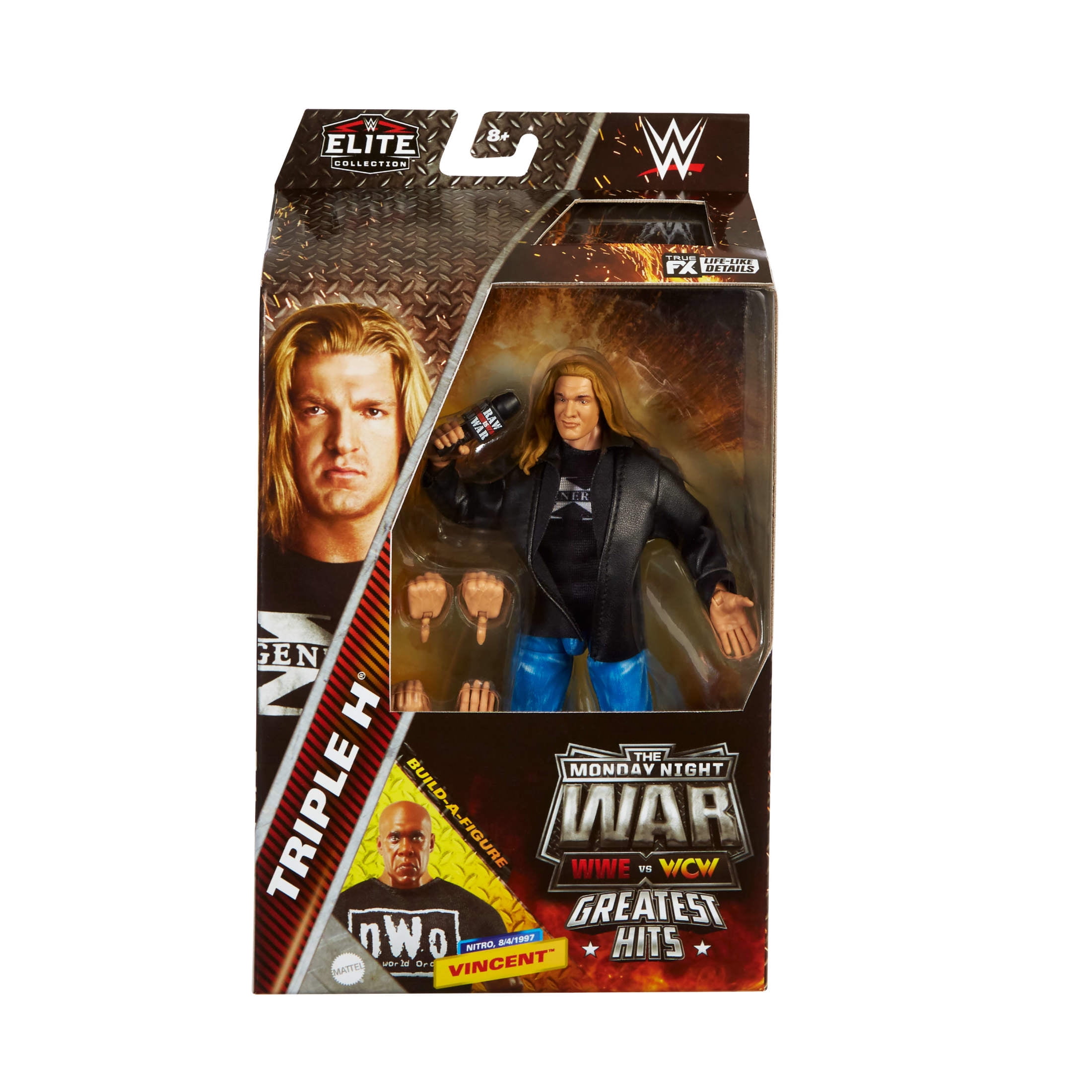 WWE Monday Night War Elite Collection Triple H Action Figure with Accessories, Build-a-Figure Parts