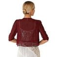 thumbnail image 2 of iEFiEL Womens Chiffon Shrug Cardigan Solid Cropped Bolero for Wedding Evening Party Burgundy XL, 2 of 7