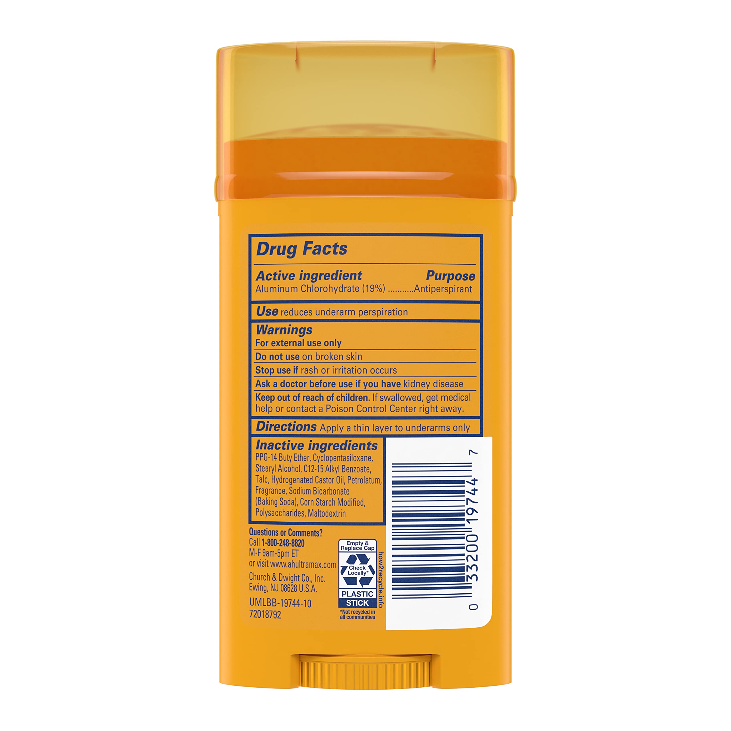 Arm Hammer Ultramax Active Sport Antiperspirant Deodorant Solid, 2.6oz - Pack of 6