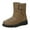 Coffee, variant on Women's Wide Calf Platform Snow Boots Slip On Waterproof Mid Calf Winter Booties Fleece Lined Warm Hiking Boots Black Size 8