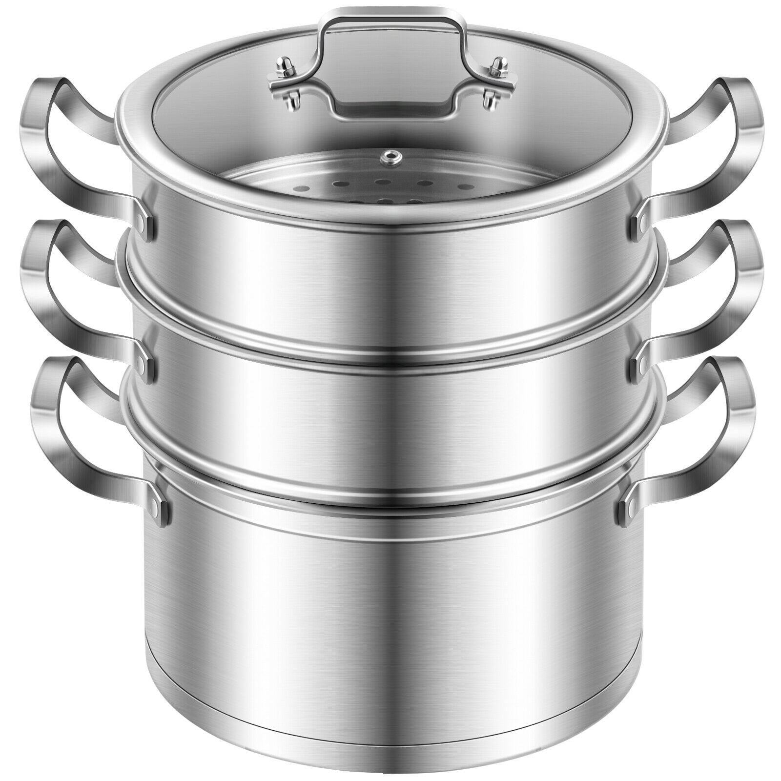 3-Tier Food Steamer Total 12-quart capacity Easy use controls stainless steel 