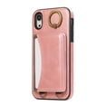 thumbnail image 2 of for iPhone XR Wallet Case with Card Slots, Hand Wrist Strap Rotate Ring Design, Finger Grip Ring PU Leather Magnetic Button Shockproof Purse Phone Cover for iPhone XR, Pink, 2 of 7