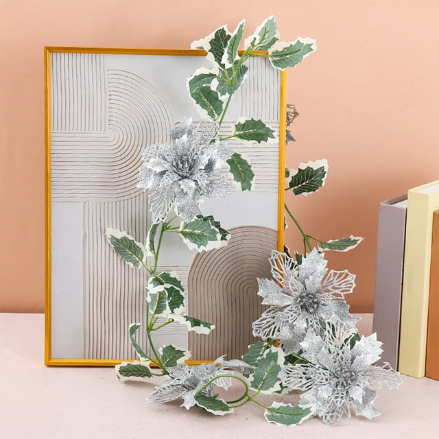 outdoor christmas decorations 1.8 Meters With Flower Rattan Green Plant White Edge Christmas Handmade Rattan Christmas Decoration Rattan