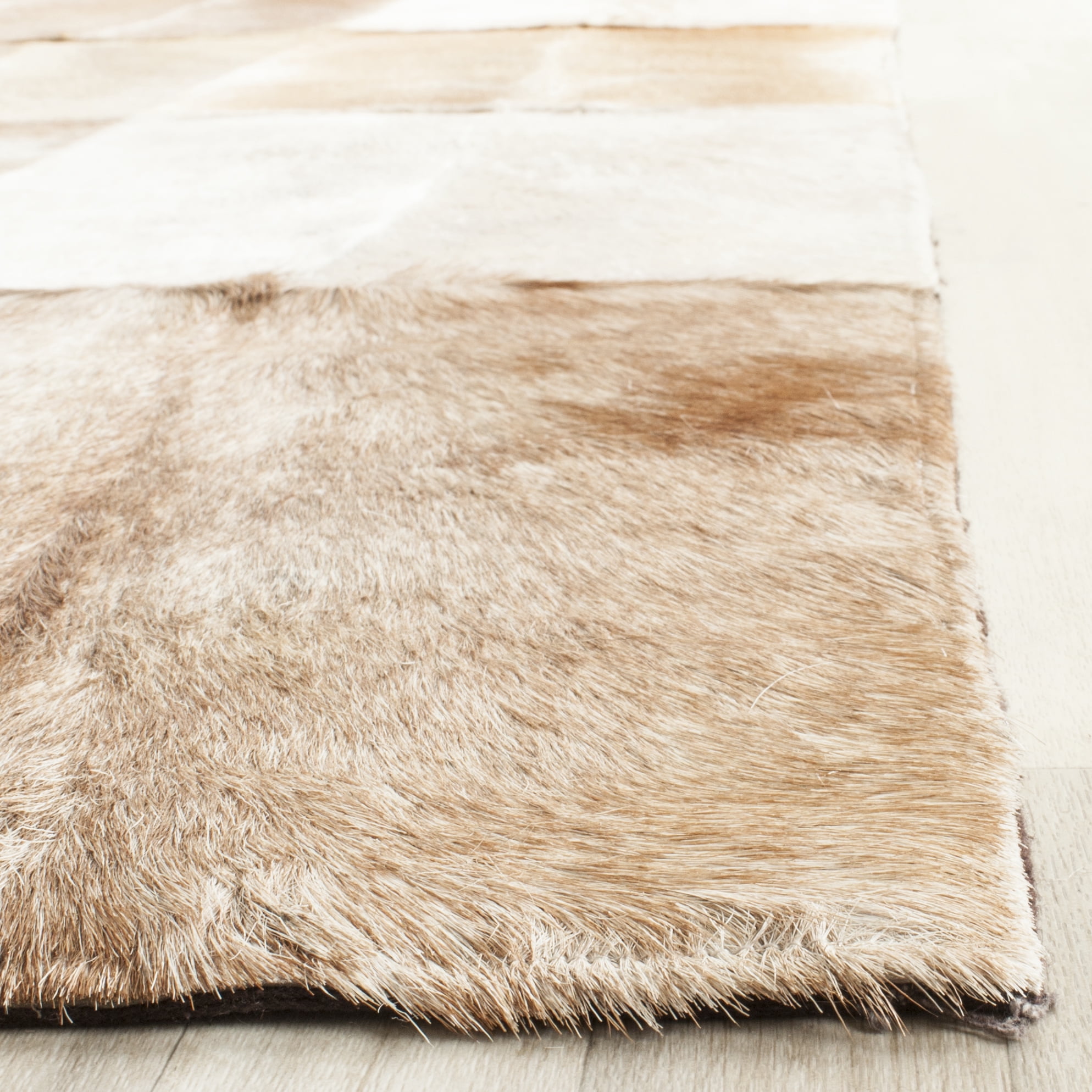 SAFAVIEH Studio Leather Shavonne Geometric Area Rug, Beige/Brown, 8' x 10'