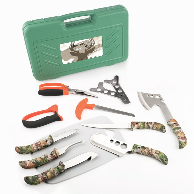  KNINE OUTDOORS 2022 Hunting Deer Knife Set Yellow Handle Field  Dressing Kit Portable Butcher Game Processor Set, 12 Pieces : Sports &  Outdoors