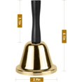thumbnail image 2 of Campana de mano dorada, paquete de 2 campanas de llamada de acero para bodas, adultos, campanas de cena para línea de alimentos, campana de aula para interior, alarma, 2 of 5