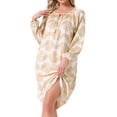 thumbnail image 4 of Womens Nightgown Floral Long Sleeve Pleated Raglan Sleeve Elastic Cuff Midi with Pocket Sleepwear Nightdress S Yellow, 4 of 6