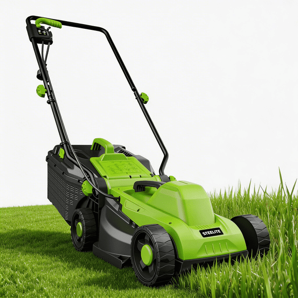Steelite 13 Inch 11-Amp Corded Electric Lawn Mower, Corded Push Lawn Mower with 5-Position Cutting Height Adjustment,8-Gallon Collection Bag,Lightweight Grass Cutter Machine for Lawn Care