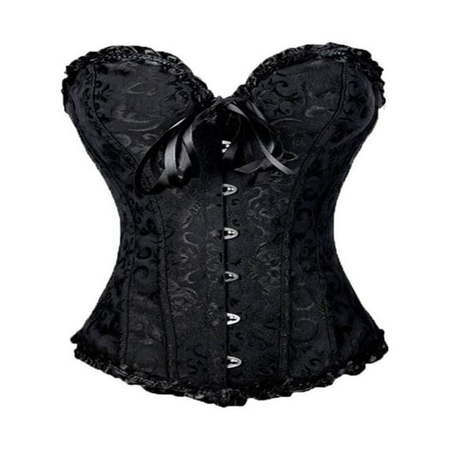 Femmes Vintage Corset Overbust Classique Bustier en Acier Os Lace Up Top