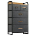thumbnail image 2 of ModFusion Modern 5 Foldable Drawers Fabric Dresser Unit Organizer with Wood Handle – Dark Gray, 2 of 8