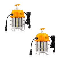 2 Pack 100W LED Construction Hanging Work Light Temporary Jobsite Light Portable