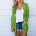 thumbnail image 2 of Knosfe Green Plus Size Cardigan Casual Long Sleeve Womens Sweaters Cardigan Open Front Long Fall Long Cardigans for Women with Pockets XXL, 2 of 5