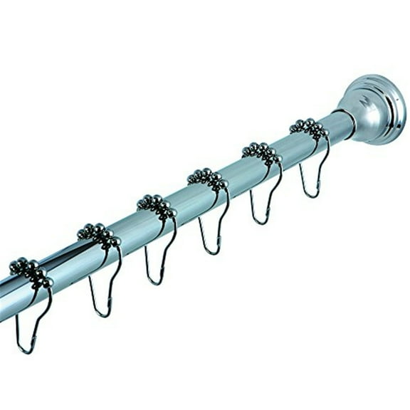 Kingston Brass Chrome Adjustable Shower Curtain Rod with Shower Hooks - Silver