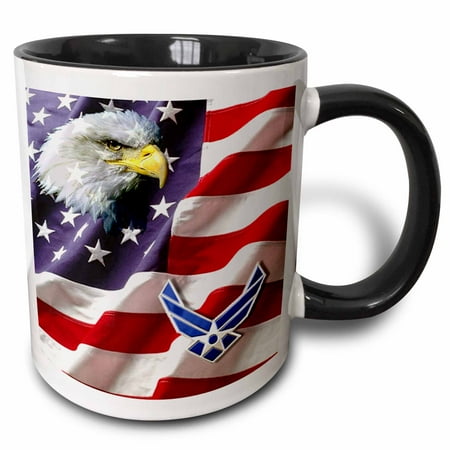 Air Force Stein - 3dRose USAF Airforce, Two Tone Black Mug, 11oz