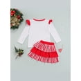 thumbnail image 4 of Qmyliery Christmas Little Girls Outfit, Fly Sleeve Tops, Stripe Layered Skirt Gift, 4 of 9