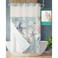 thumbnail image 3 of No Hook Shower Curtains, Coastal Starfish Small Shower Curtains with Snap in Liner, Blue Nautical Coral Seashell Wooden Waterproof Washable Fabric Bathroom Shower Curtain Sets, 36" x 72", 3 of 7