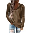 thumbnail image 1 of Womens Fashion Solid Zipper Draw String Up Casual Long Sleeve Hooded Sweatshirt Coat, 1 of 4