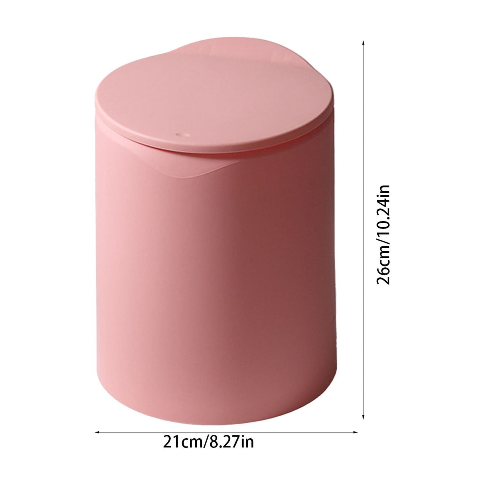 Pink Bathroom Trash Can with Lid,Portable Press Type With Lid Trush Bucket,Modern White Mini Waste Bin ,Plastic Garbage Can for Kitchen, Bathroom, Bedroom,Office, Under Desk