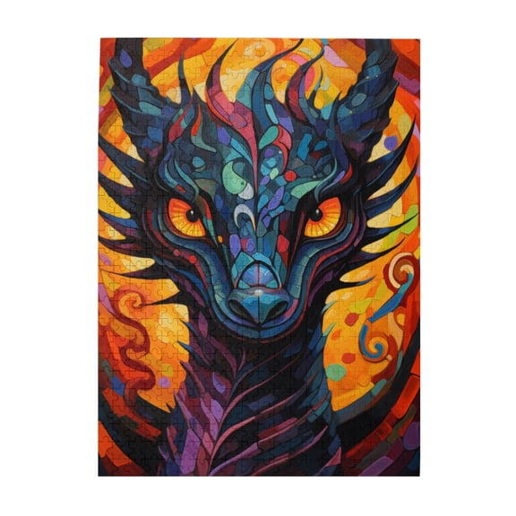 500 PCS Cartoon Black Dragon - 500 Piece Vibrant Jigsaw Puzzle,Challenging Brain Exercise,Family Leisure,Stress Relief And Entertainment,Adults Wooden Puzzles For Home Wall Decor