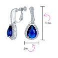 thumbnail image 4 of Bling Jewelry Womens 7CT Blue Teardrop CZ Clip On Drop Earrings Imitate Sapphire, 4 of 6