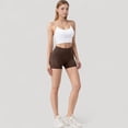thumbnail image 4 of Women's High Waist Workout Shorts with Side Pockets and Seam-Contoured Fit for Flexible Movement - Large, Brown, 4 of 6