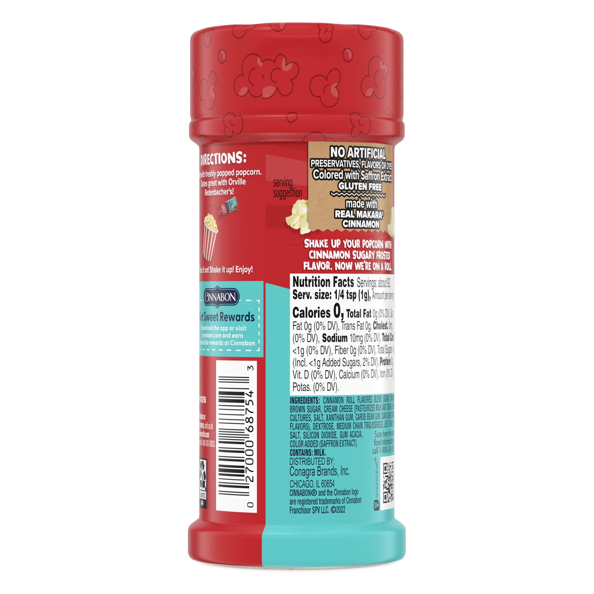 Orville Redenbacher's Cinnabon Bakery Inspired Cinnamon Roll Flavored Popcorn Seasoning, 3.3 oz.