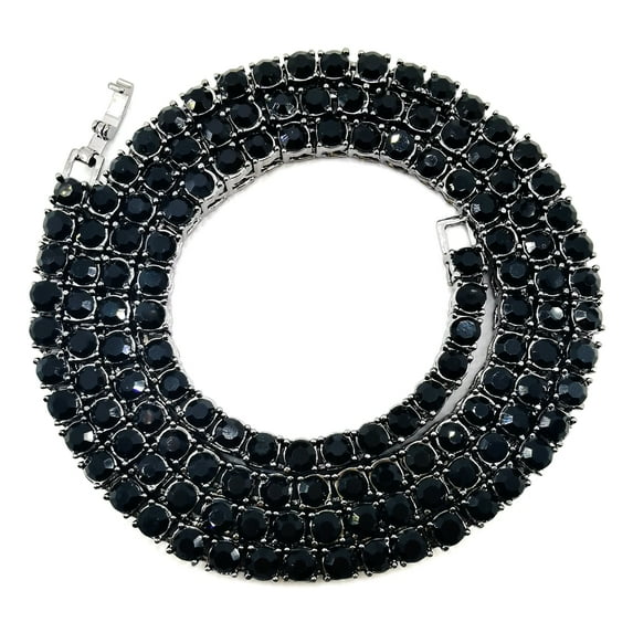 HH Bling Empire Silver Gold Iced Out Diamond Tennis Chains for Men,Rhinestone Tennis Necklaces for Women,Diamond chain necklaces (3mm tennis-Black-20")