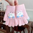 thumbnail image 2 of Winter Warm Flip Top Gloves Kids Convertible Half Finger Gloves Mittens for Boys Girls Cartoon Outdoor Use, 2 of 5