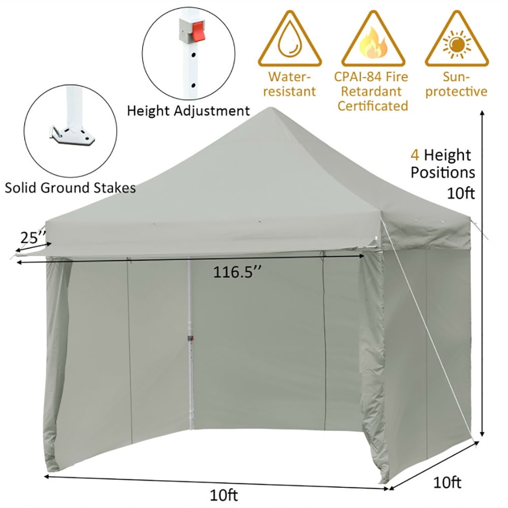 Aimee Lii 10 x 10 Feet Pop-up Gazebo with 5 Removable Zippered Sidewalls and Extended Awning, Backyard Canopy Gazebo, Gray Aimee Lii 10 x 10 Feet Pop-up Gazebo with 5 Removable Zippered Sidewalls and Extended Awning, Backyard Canopy Gazebo, Gray
