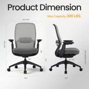 COLAMY Aether Ergonomic Mesh Office Chair, One-Touch Easy Adjust Managerial Desk Chair with Levitating Seat Cushion & Pilot-Level Sync Armrests, 300 LBS Mid Back Mesh Computer Chair, Grey
