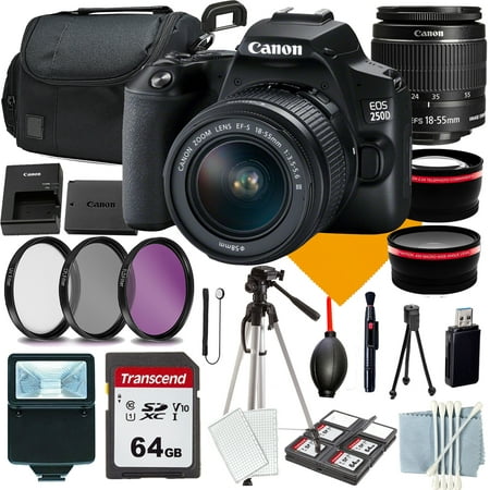 Image of New Canon EOS Rebel 250D Camera with 18-55mm Lens Commander Kit Case & 64GB Memory - New