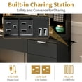 thumbnail image 4 of Elegant Modern Vanity Table Set with LED Mirror, 3 Lighting Modes, 5 Hooks, USB Ports, Cushioned Stool Storage Shelves and Cabinets Black, 4 of 12