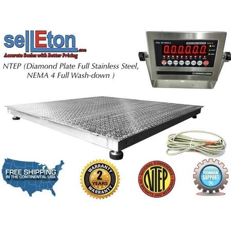 NTEP 60" x 60" 5' x 5' Floor Scale Fixed TOP Stainless Steel Washdown 5000 lbs