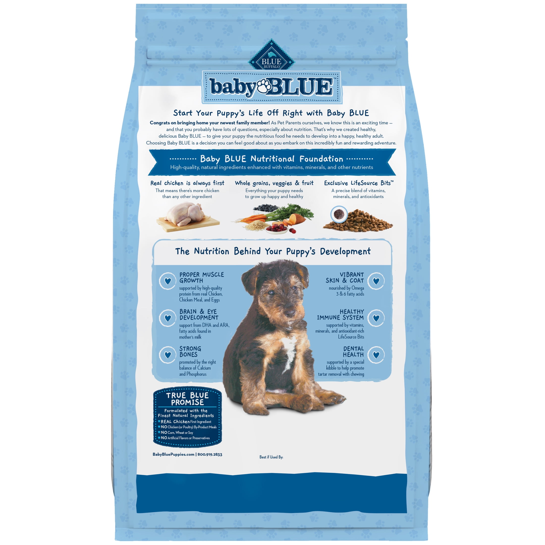 (4 pack) Blue Buffalo Baby BLUE Healthy Growth Puppy Dry Food, Chicken, 4-lb Bag