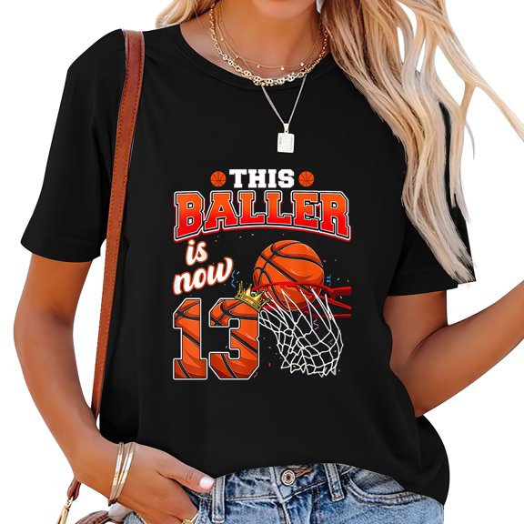 This Basketball Baller Is Now 13 Years Old Happy My Birthday T-Shirt