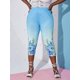 thumbnail image 2 of Talla grande Impresión floral Ombre Color Capri Leggings Rosegal Leggings de talla grande, 2 of 5