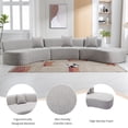 thumbnail image 6 of Harper & Bright Designs Chenille Floor Sofa Curved Couch Set, Modern Compressed Foam Sectional Sofa with Three Throw Pillows for Living Room, 136.6" Grey, 6 of 20