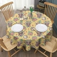 thumbnail image 3 of Yellow Highland Cow Flower Pattern Round Tablecloth 60"x60",Wrinkle Wipeable Table Cloth for Kitchen Dining Room Picnic Patio Party, 3 of 6