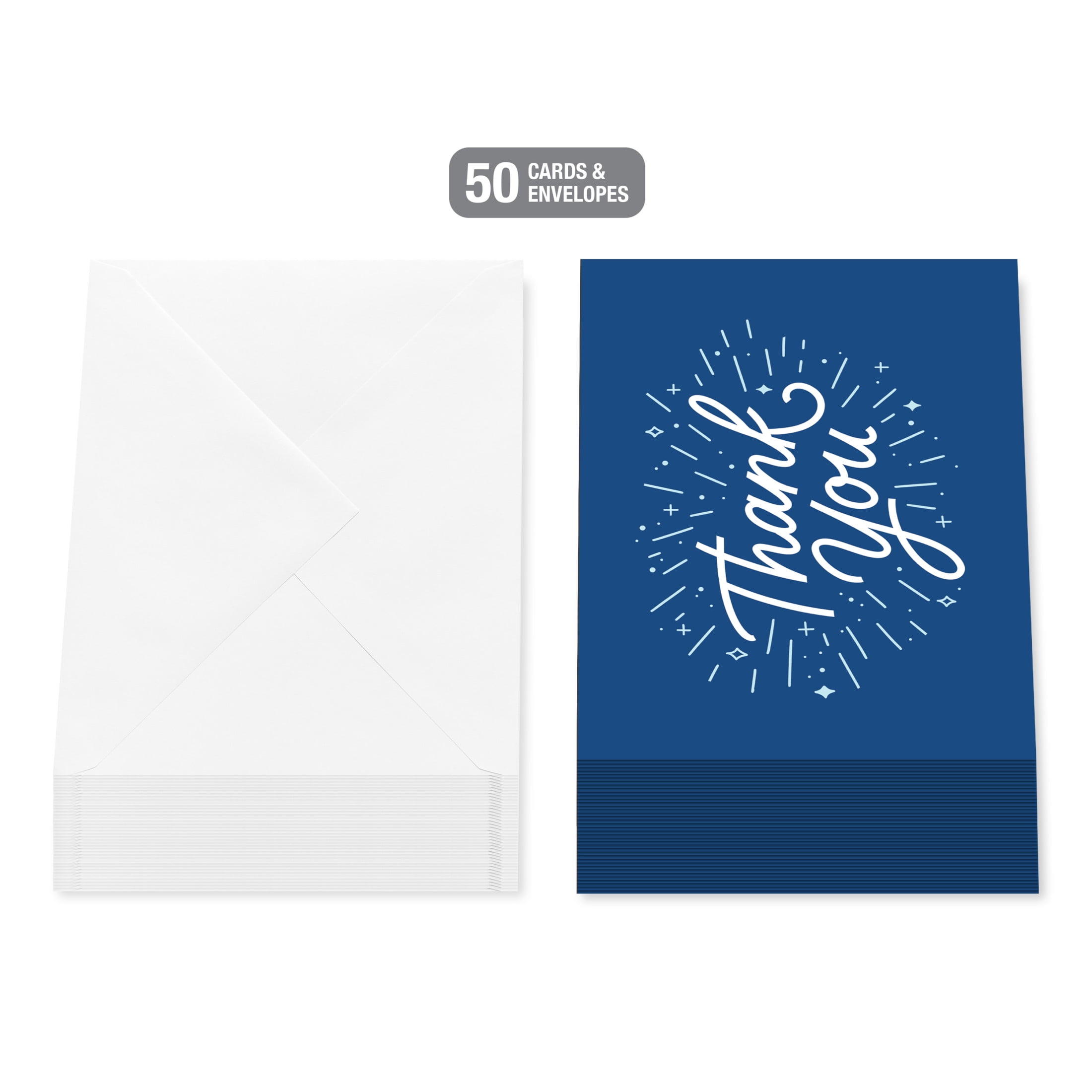 American Greetings Thank You Card Stationery Notes, Script on Navy (50-Count)