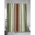 thumbnail image 5 of Sage Green Farmhouse Striped Shower Curtain, Vintage Wood Texture Mottled Bathroom Decor Curtains Set with Hooks, Waterproof Fabric Home Accessories， Stall 48 X 72 Inch, 5 of 6