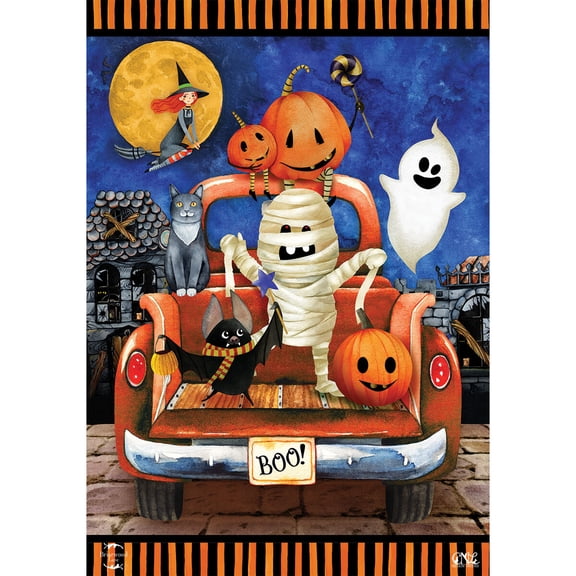 Briarwood Lane Halloween Garden Flag 12x18 For Outdoor Haunted Pickup For Halloween Garden Flag Flags For Outside
