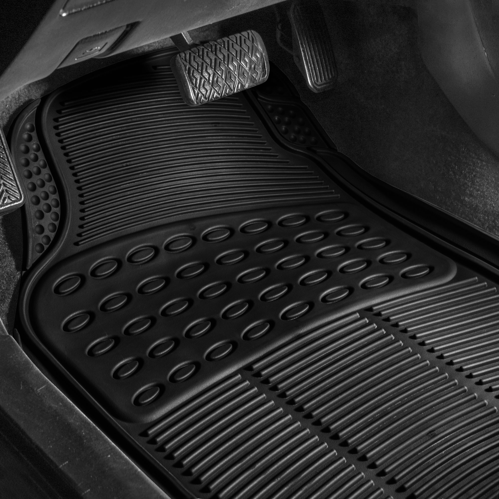 FH Group Universal Fit Rubber Floor Mats for Cars, Trimmable Mats for Most SUV Truck Full Set Black F11305BLACK - image 3 of 7