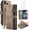 Brown, variant on Asuwish Kickstand Hard Shell Wallet Cell Phone Case with Tempered Glass Screen Protector for Samsung Galaxy A20S, Blue