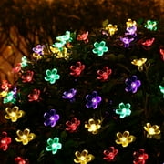 QiShi Christmas Solar Lights Landscape Solar String Lights,22.96ft 50 LED Waterproof Fairy String Lights Blossom Flower Decorative Light (Multi Color)
