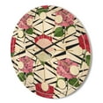 thumbnail image 3 of Designart 'Retro Red and Pink Roses' Mid-Century Modern Wood Wall Clock, 3 of 5